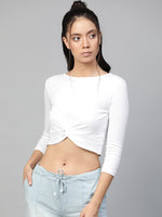 White Rib Twisted Knot Crop Top