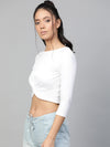 White Rib Twisted Knot Crop Top