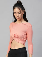 Peach Rib Twisted Knot Crop Top