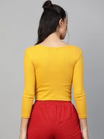 Mustard Rib Twisted Knot Crop Top