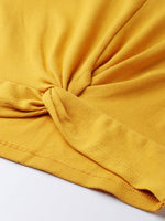 Mustard Rib Twisted Knot Crop Top