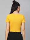 Mustard Rib Round Neck Crop Top