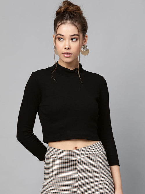 Wholesale White Rib Turtle Neck Crop Top – Tradyl