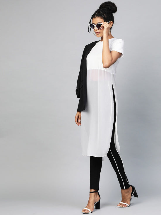 White Side Slit Longline Top