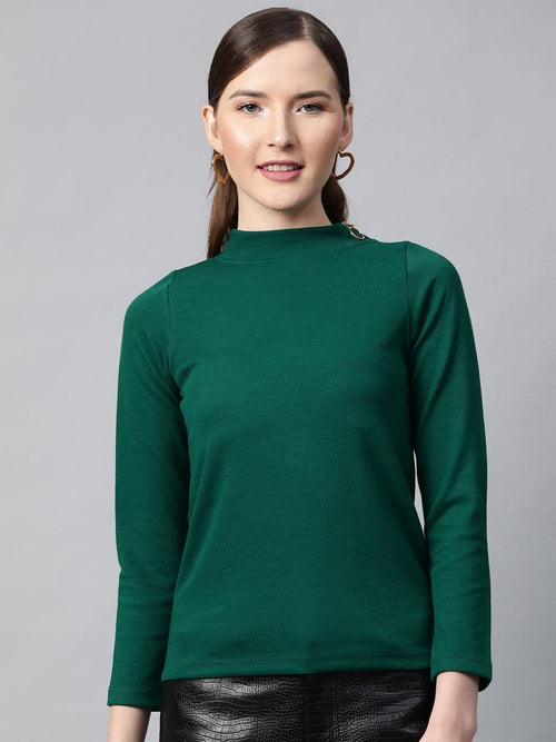 Emerald High Neck Rib Top