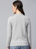 Grey High Neck Rib Top