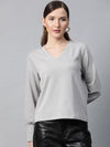 Grey V-Neck Rib Top