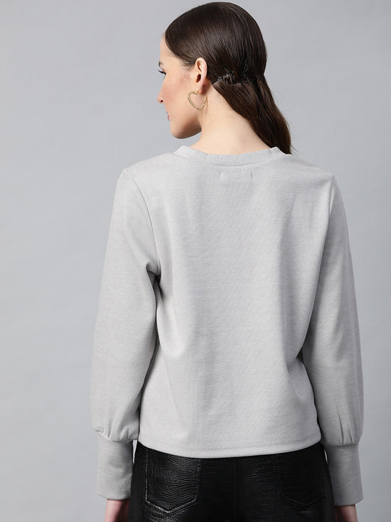 Grey V-Neck Rib Top