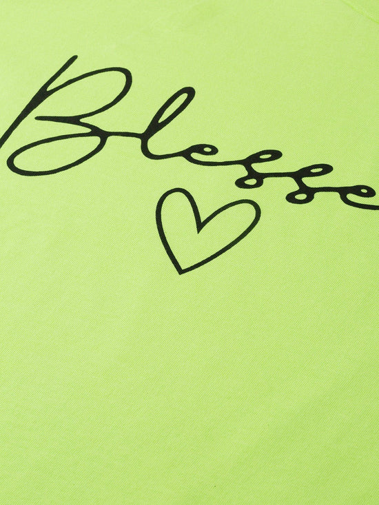 Neon Green Blessed-Print T-shirt