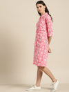 Pink Floral Shirt Dress