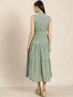 Olive Sleeveless Tiered Dress