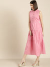 Pink Sleeveless Tiered Dress