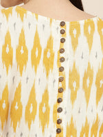 Yellow Ikat Patch Pocket Midi Dress