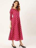 Fuchsia Bandhej Anarkali Dress