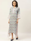 Blue Floral Neck Band Kaftan