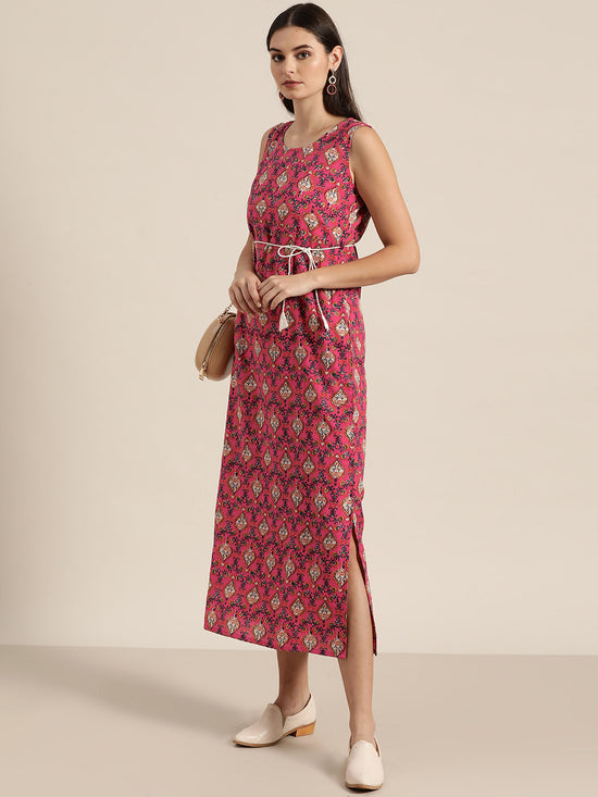 Fuchsia Floral Straight Maxi