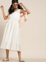 White Gota Patti Sleeveless Anarkali Dress