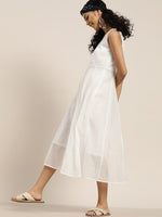 White Gota Patti Sleeveless Anarkali Dress