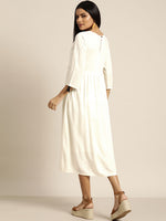 Off White Face Motif Embroidered Liva Dress