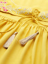 Yellow Zari Embroidered Liva Dress With Jacket