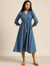 Blue Drawstring Anarkali Dress