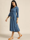 Blue Drawstring Anarkali Dress