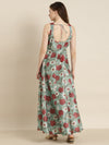 Sea Green Floral Sweetheart Anarkali Maxi Dress