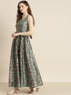 Olive Floral Sweetheart Anarkali Maxi Dress