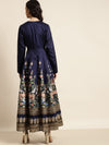 Navy Floral Full Sleeves Anarkali Maxi Dress