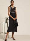 Women Black Lehariya Gota Lace Gathered Dress