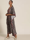 Women Navy & Brown Floral Kaftan Dress