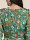 Women Green Patola Anarakali Dress