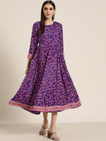 Women Purple Floral Anarkali Dress
