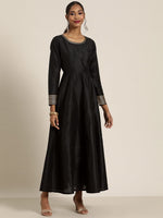 Women Black Gota Detail Anarkali Maxi Dress