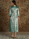 Women Sea Green Floral Velvet Printed Anarkali Dress