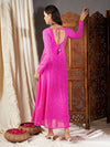 Women Pink Lehariya Anarkali Dress