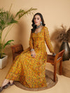 Women Mustard Floral Anarkali Maxi Dress