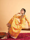 Women Yellow Floral Anarkali Maxi Dress