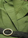 Green Short Sleeve Fabric-Belt Blazer