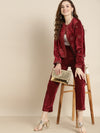 Maroon Velvet Embroidered Jacket