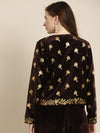 Brown Velvet Foil Print Jacket