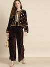 Brown Velvet Foil Print Jacket