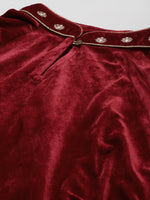 Maroon Velvet Embroidered Poncho