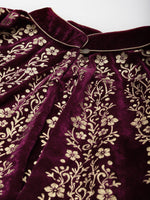 Purple Velvet Foil Print Poncho