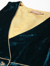 Teal Embroidered Velvet Waistcoat