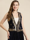 Navy Foil Print Waistcoat