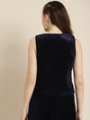 Navy Foil Print Waistcoat