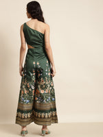 Green Floral One Shoulder Kali Jumpsuit