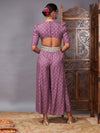 Women Lilac Foil Print Lace Detail Jumpsuit