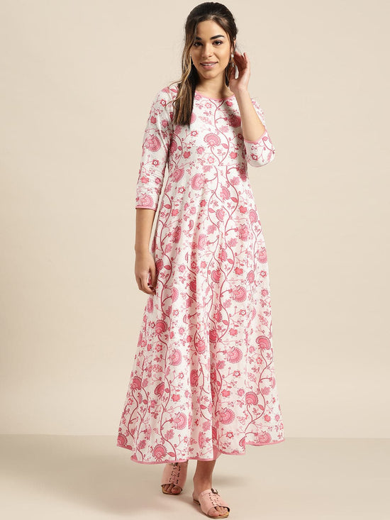 Pink Floral Anarkali Kurta